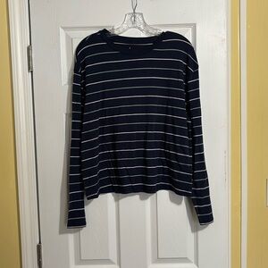 Navy long sleeve striped shirt